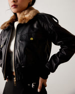 Load image into Gallery viewer, Black fur on collar jacket
